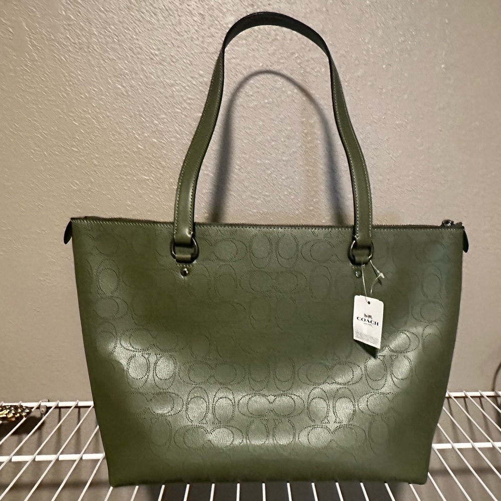 Coach Olive Green Tote with Matching Wristlet - Picture 2 of 5